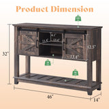 AMERLIFE Sofa Table with Sliding Barn Doors, TV Console Table, 46" Farmhouse Rustic Storage Entryway Table, Adjustable Open Shelves, Hallway, Living Room, Bedroom, Rustic Oak Black AMERLIFE