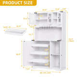 DWVO 71" Tall Kitchen Pantry Cabinet with Charging Station, Kitchen Hutch Storage Cabinet with Drawers, Farmhouse Freestanding Cabinets for Dining Room, White Rustic Oak DWVO