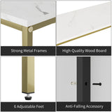 SONGXIN 70.9 Inch Console Table with Power Outlet,Modern Narrow Long Sofa Table Behind Couch,Skinny Entry Table with Gold Metal Frame for Entryway,Living Room, Hallway,Marble White SONGXIN