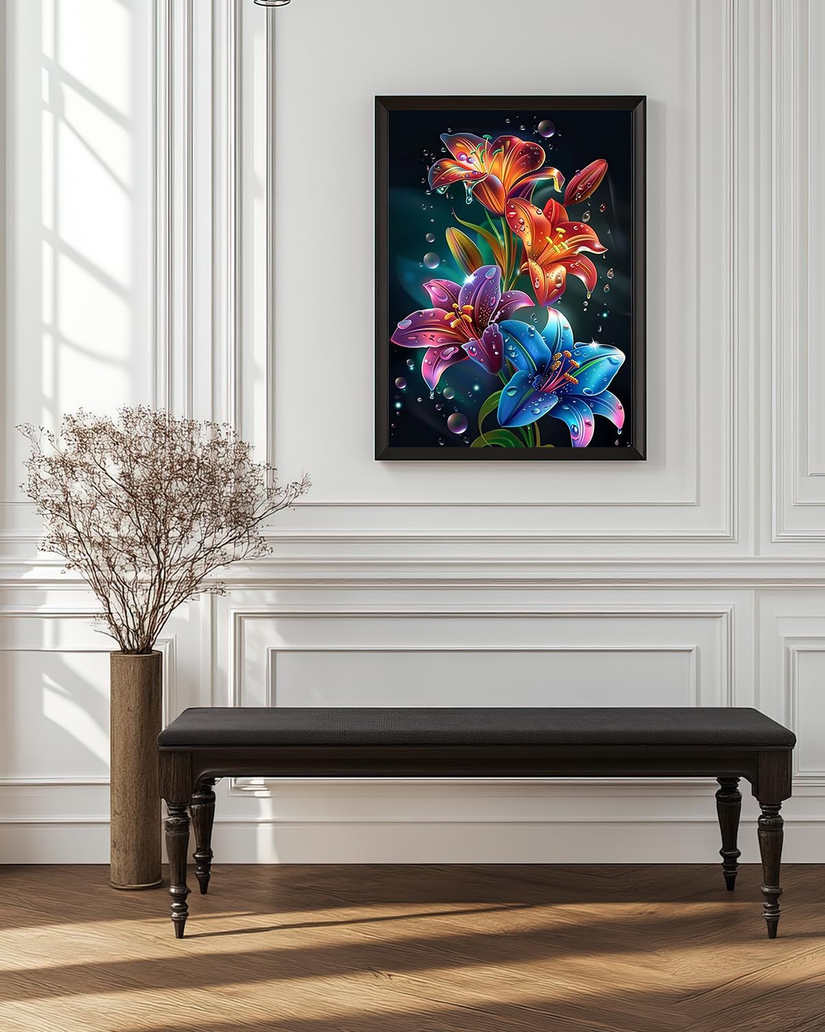 Lily Flowers Diamond Art Kits for Adults, Easy Crafts 5D Diamond Painting Dot Kit for Adult Beginners, Plant Flower DIY Round Dots Full Drill Diamonds Paintings Arts for Home Wall Decor Gifts 12X16 In Luckyrichrui