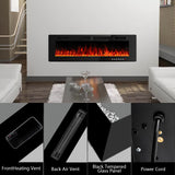 BOSSIN 72 inch Electric Fireplace Recessed and Wall Mounted, Ultra-Thin Silence Linear Electric Fireplace, 12 Adjustable Flame Color & Speed,750/1500W,Touch Screen Remote Control with 8h Timer BOSSIN