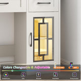 Maupvit Vanity Desk with Mirror and Lights, Makeup Table with Drawers & Jewelry Cabinet, Large Vanity with Storage, Bedroom Dressing Table (White) Maupvit