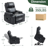 Power Lift Recliner Chair for Elderly with Heat & Massage, 160° Electric Adjustable PU Leather Recliner with Remote Control, Stand Assist, Cup Holders & Side Pockets for Living Room (Black) Vogue Furniture Direct