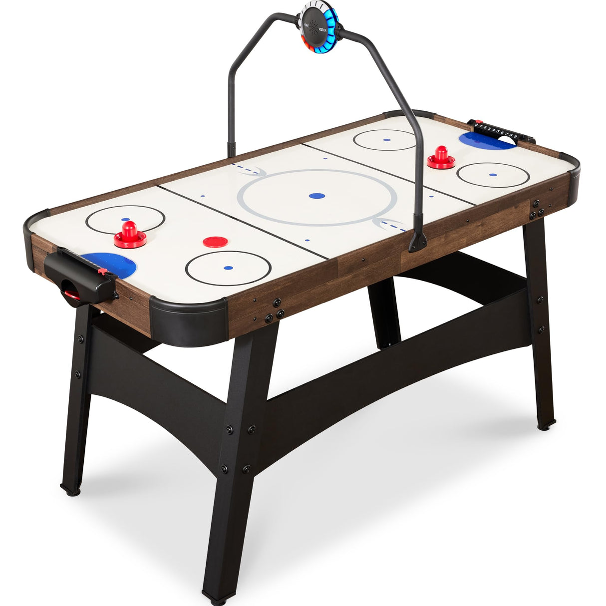 Best Choice Products LED 54 Inch Air Hockey Game Table w/Light-up Scoreboard, Powerful Motor, AC Outlet. Includes 2 Pucks, 2 Pushers - Walnut Best Choice Products