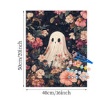 Ghost Paint by Number, Halloween Paint by Numbers Kit for Adults, Horror Acrylic Painting, Ghosts Surrounded by Flowers Pink Poster, Home Bedroom Office Wall Decor(16x20inch, No Frame) Artbrush Tower