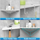 SZWQILIN Corner Shower Shelves, 10" White 304 Stainless Steel Recessed Shelf for Bathroom，Grout in Shelf with Hooks for Tiled Wall 2 Pack (White) SZWQILIN