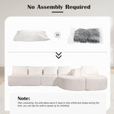 EYATZO 144" Sectional Couches for Living Room, Comfy U-Shaped Cloud Couch with Chaise Lounge, Modern Deep Seat Boneless Sofa, No Assembly Required (Boucle, White) EYATZO