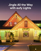 eufy Permanent Outdoor Lights E22, 100ft with 60 Triple-LED Lights, Smart RGBWW for Christmas, Daily and Holiday, IP67 Waterproof, AI Lighting Themes for Christmas Decorations, Links with Cameras eufy