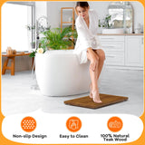 Teak Shower Mat, 21"x14" Wood Bath Mat Non-Slip Bathroom Mat Teak Bath Mats for Bathroom, Wooden Floor Mat Bathroom Mat for Inside, Outdoor or Spa(Small) Kiasthome