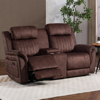 Zero Gravity Power Reclining Loveseat Sofa with Adjustable Headrests, Power Loveseat Recliner with Console, Electric 2-Seater Recliner Couch with Charging Port for Living Room (Velvet, Brown)