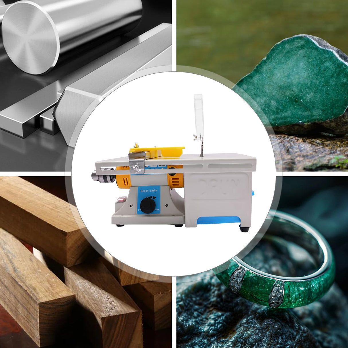 110V Multi-function Mini Table Saw, 750W Portable High Precision DIY Woodworking Cutter Handmade Tool,1000-10000RPM Electric Benchtop Table Polisher Grinder Saw Cutting Machine for Gem Jewelry Rock MUSESPANI