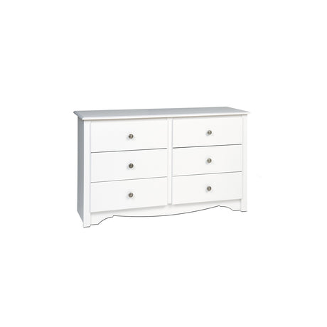 Prepac Sonoma 6 Drawer Dresser for Bedroom, Wide Chest of 6 Drawers, Bedroom Furniture, Ideal for Clothes Storage and Organization, 16"D x 48"W x 29"H, White Prepac