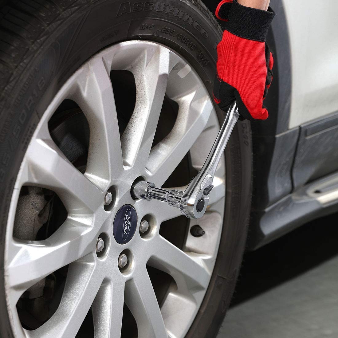 WORKPRO 450-Piece Drive Socket Set 1/2" 1/4" 3/8", CR-V Metric and Imperial with Quick-Release Ratchet Wrench, Spanners, Bits Set, Mechanics Tool for Car Repair WORKPRO