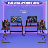 NChanmar L Shaped Gaming Desk, Computer Corner Desk with Monitor Riser Stand, Home Office Desk Corner Desk for Studying, Working, L Desk with Large Desktop, Black NChanmar