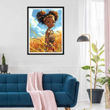 SKRYUIE 5D African American Diamond Painting Kits - DIY Diamond Art Kits for Adults Autumn, Full Round Drill - Crystal Cross Stitch - Adults Craft for Wall & Office Decor - 12x16 Inch z1 SKRYUIE