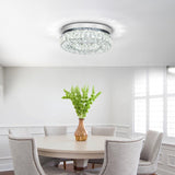 11.8” Crystal Ceiling Light Fixture Bedroom Chandelier Ceiling Light LED Flush Mount Chandelier for Dining Room Hallway (6500K Cool White) Without Remote Control Cainjiazh
