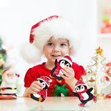 COCHIE Penguin Christmas Decorations Indoor, Cute Penguins Winter Tiered Tray Decor Set of 3, Wooden Penguin Blocks Xmas Table Decoration for Party Home Office Shelf Door (Red) COCHIE