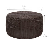 Household Essentials Handwoven Resin Storage Stool Ottoman, 16" Dia. x 9" H, Brown Household Essentials