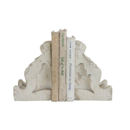 Creative Co-Op Distressed White Corbel Shaped Bookends (Set of 2 Pieces)