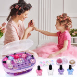 Golray Kids Nail Polish Set for Girls, All-in-One Nail Art Kit - Dryer/ Glitter Powder/ False Nails/ Nail Decals/ Toe Separator/File, Age 3-12 Little Girl Gift Toys Golray