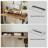 Agilestic 53 x 24 Inches Height Adjustable Electric Standing Desk with 2 Drawers, Stand Up Electric Desk Adjustable Height, Sit Stand Computer Gaming Table with Splice Board, Rustic Brown Agilestic