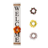 glitzhome Welcome Sign for Front Door Porch Rustic Farmhouse Wooden Hanging Wall Decor with Interchangeable Floral Wreath, 60" H, White glitzhome