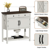 ChooChoo Farmhouse Console Table, Entryway Table with Storage Shelf, Coffee Bar Cabinet, Narrow Buffet Sideboard for Kitchen, Hallway, Living Room, White ChooChoo