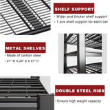 PMKES 67" W Garage Shelving Heavy Duty, Adjustable 6 Tier Metal Shelves, Commercial Metal Shelf Rack, Industrial Shelving PMKES