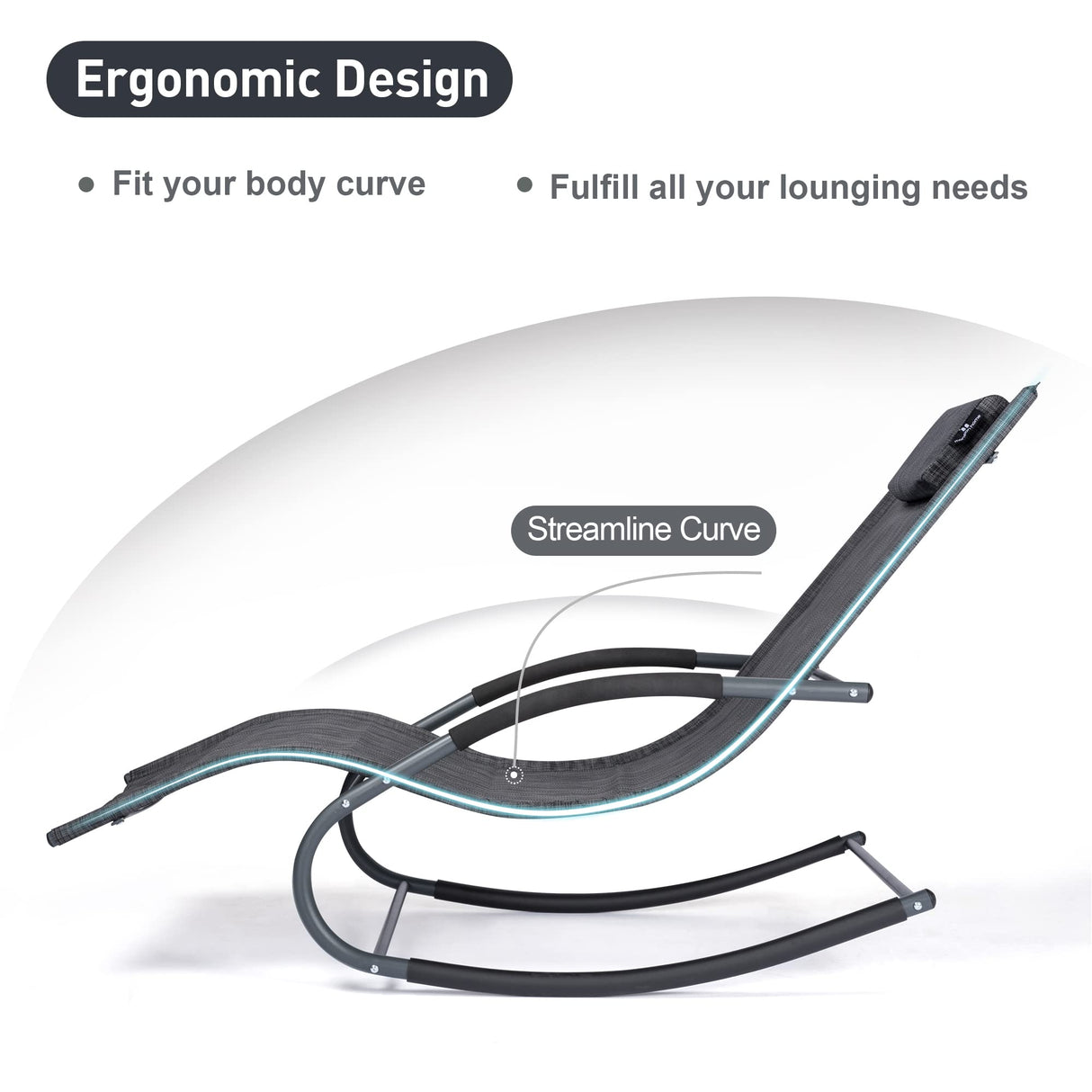 mansion home Outdoor Lounge Chair, Chaise Lounge for Patio & Lawn, Pool Lounge Chairs with Removable Pillow, Dark Grey mansion home