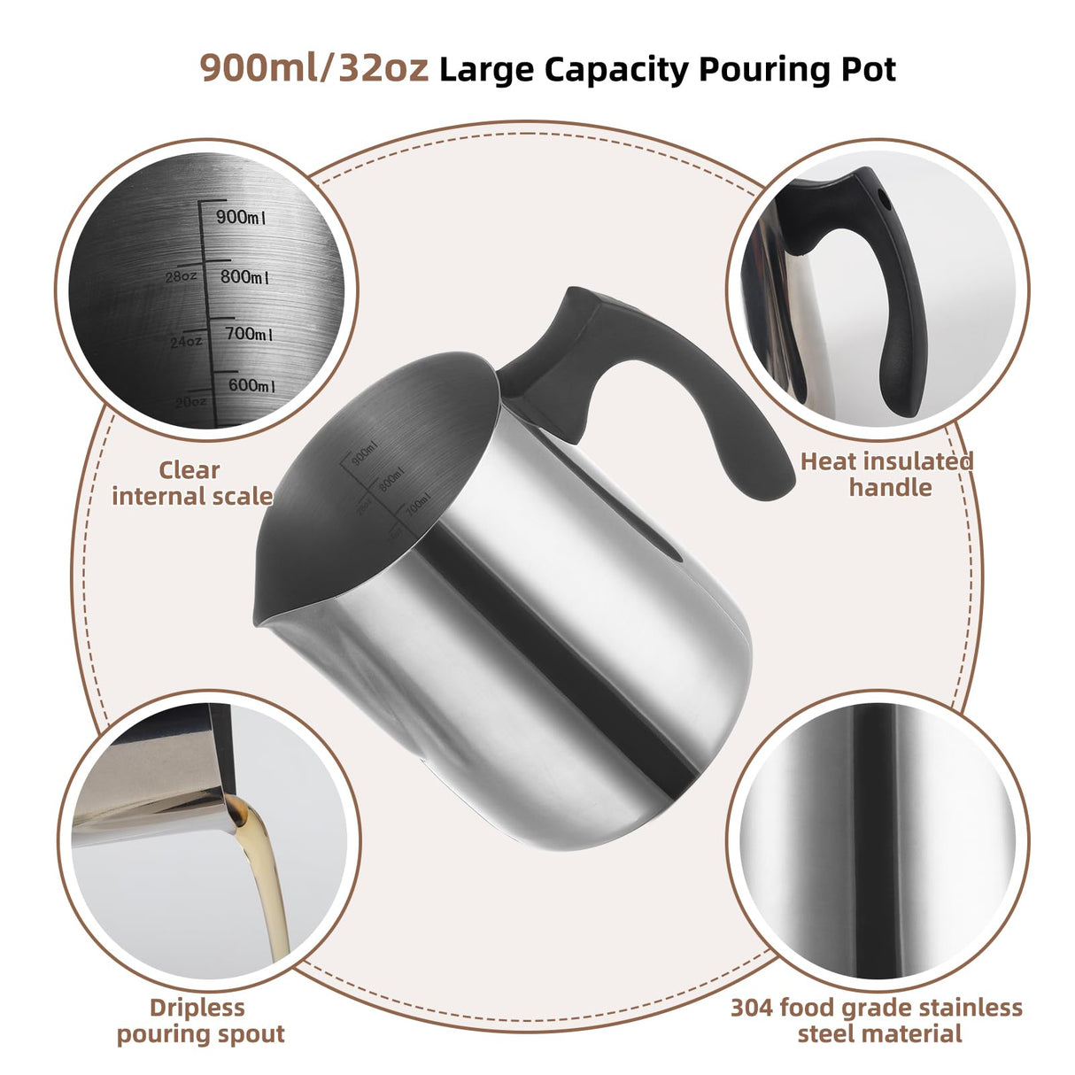 handysienda Candle Making Kit Supplies for Adults, DIY Soy Candle Make Set for Beginners, with Heat Gun, 900ml Pouring Pot Metal Pitcher, Thermometer, Candle Making Accessories handysienda