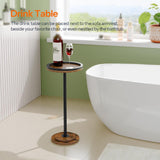 HOOBRO Small Round Side Table, Drink Table, Coffee Martini Table with Pedestal Accent for Small Spaces in Living Room, Bedroom, Sofa Couch, Rustic Brown BF168BZ01 HOOBRO