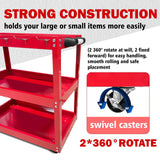YATOINTO 3-Tier Rolling Tool Cart, Metal Rolling Cart with Side Hooks Wheels, 330LBS Heavy Duty Utility Carts, Handle Rolling Mechanic Tool Cart YATOINTO