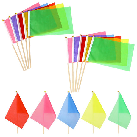 20 Pack Small Solid Color Flag, Mini Marking Flags on Sticks Blank Sublimation Flags Yellow Green Blue Red Flags DIY Graffiti Flags Kids Birthday Party Supplies for Parades Festival Events Celebration Sliverdew