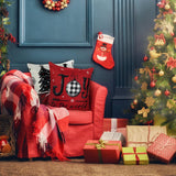 DIYDEC 4pcs Christmas Pillow Covers 18x18 Inch Red Pillow Covers Xmas Decorations Buffalo Tree Truck Merry Christmas Pillows Winter Holiday Farmhouse Seasonal Throw Case Decor for Sofa Couch DIYDEC