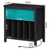 Large Record Player Stand with Charging Station & LED Lights, Black Vinyl Record Storage Holder Holds up to 230 Albums, Turntable Stand with Display Shelf for Music Room Bedroom Living Room. Joaxswe