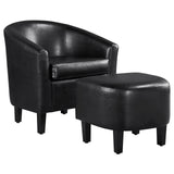 Yaheetech Accent Chair with Ottoman Set, Modern Faux Leather Upholstered Soft Barrel Chair and Footrest, Club Armchair and Footstool for Living Room/Bedroom/Reading Room/Guest Room, Black Yaheetech