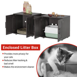 Festisoul Double Compartment Cat Litter Box Enclosure with Hidden Design, Wooden Cat Washroom Furniture for Indoor Cats, Hidden Litter Box Cabinet in Hidden Mountain Walnut Festisoul