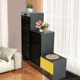 ylizeyu Shoe Rack with LED Air Purifier, Intelligent Closet with 6 Spaces, Glass Door with Reinforced Hinges, Grey ylizeyu