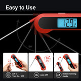Professional 0.5 Sec Instant-Read-Meat-Thermometer-Digital, NIST Certified ±0.5℉ Accuracy, Auto Rotate Large LCD Display, 100% Waterproof Cooking Thermometer for Grill BBQ Smoker Oven Candy, Red ThermoMaven