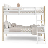 Storkcraft Caribou Bunk Bed Twin Over Twin Bunk Bed (White with Natural) - GREENGUARD Gold Certified, Converts to 2 Individual Beds STORKCRAFT