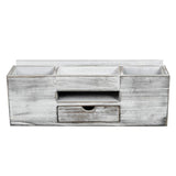 Liry Products Whitewashed Wooden Desktop Organizer Multiple Compartments Rack Shelf Drawer Tabletop Wood Storage Cabinet Office Supplies Caddy Document Stationery Holder Accessory Sorter Vanity Home ExoLiry