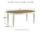 Signature Design by Ashley Realyn French Country Oval Dining Room Extension Table, Chipped White Signature Design by Ashley