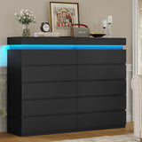 HAUOMS Tall 5 Drawer Dresser with LED Light, Black Modern Chest of Drawers for Bedroom,Closet Dressers with Drawers for Living Room, Entryway, Hallway HAUOMS