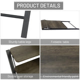 Folding Desk 2-Tier Foldable Table Space Saving Computer Table Writing Workstation for Home Office with Metal Frames/Wood Top Laptop, No Assembly Required, Rustic Brown, 31.9(L) x 20.5(D) x 33.5(H) FurnitureR