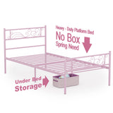 Weehom Metal Bed Frame Twin with Bed Storage,No Box Spring Needed,Heavy Duty Steel Slats Support for Boys Girls Teens Students Adults Pink Weehom