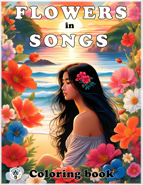 Flowers in Songs Coloring Book: Iconic Flowers from Beloved Lyrics – Relaxing and Creative Coloring for All Ages. Inspired by Music Majosta