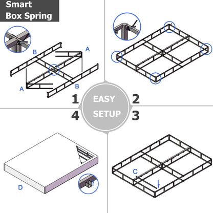 HUEIIS King Box Spring 9 Inch High Profile Strong Metal Frame Mattress Foundation, Quiet Noise-Free,Easy Assembly, 3000lbs Max Weight Capacity