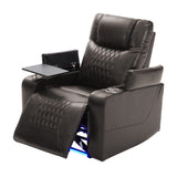 Merax Electric Recliner Chair with USB Charge Port, 360 Swivel Tray Table, Hand in-Arm Storage, and Cup Holders, Ambient Lighting - Ambient Lighting Gaming Recliner Chair Home Theater Seating (Brown) Merax