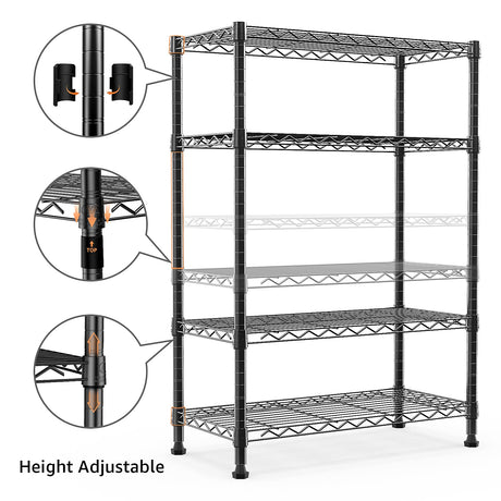 M MZG 1000 lbs Storage Shelving Steel Heavy Duty 4-Tier Utility Shelving Unit Steel Organizer Wire Rack for Home,Kitchen,Office,Black (13.7" D x 23.6" W x 53.4" H) M MZG