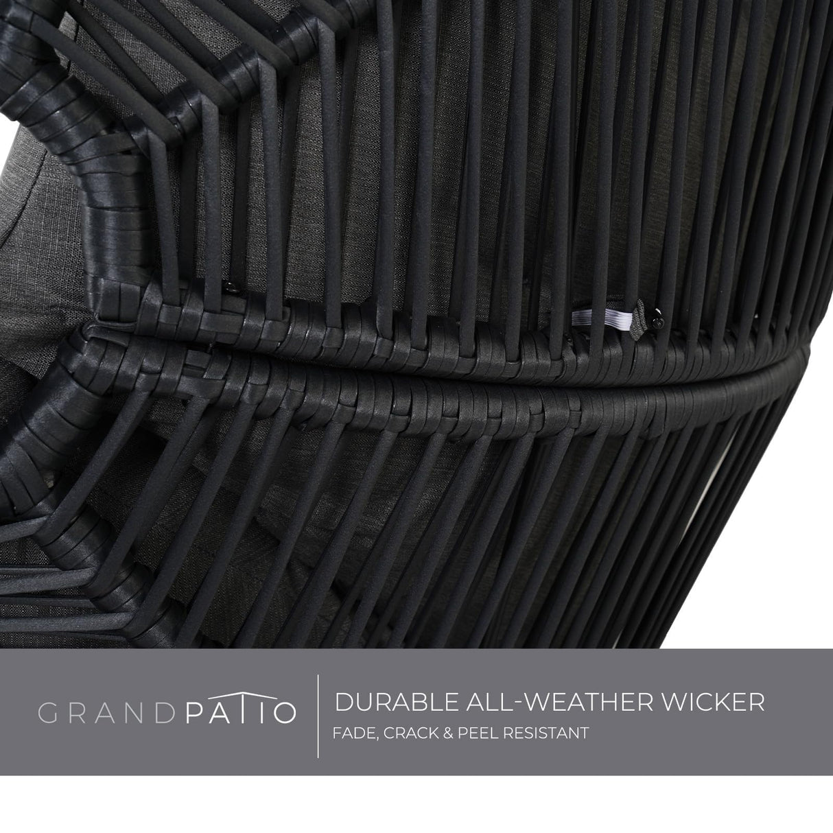 Grand patio Outdoor Modern 2-Seat Wicker Egg Chair with Cushion, Stationary Patio Loveseat Accent Chair, Grey Grand patio